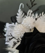 Load image into Gallery viewer, Black &amp; white everlasting flowers corsage &amp; boutonniere - School formal, prom, graduation, wedding
