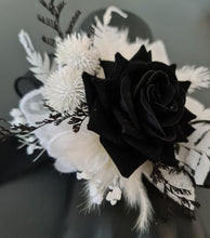 Load image into Gallery viewer, Black &amp; white everlasting flowers corsage &amp; boutonniere - School formal, prom, graduation, wedding
