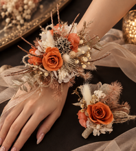 Load image into Gallery viewer, Rustic twigs preserved roses corsage &amp; boutonniere set - School formal, prom, graduation, wedding
