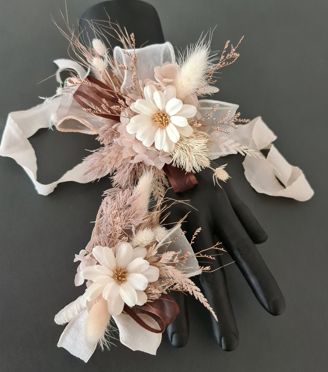 Boho Daisy preserved flowers corsage & boutonniere set - School formal, prom, graduation, wedding
