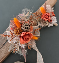 Load image into Gallery viewer, Orange gold rustic preserved flowers corsage &amp; boutonniere set - School formal, prom, graduation, wedding
