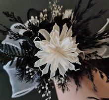 Load image into Gallery viewer, Unique black &amp; white preserved flowers corsage &amp; boutonniere set - School formal, prom, graduation, wedding
