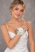 Load image into Gallery viewer, Green &amp; white corsage &amp; buttonhole set Style 4 - School formal, prom, graduation, wedding
