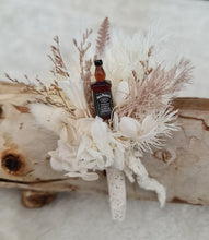 Load image into Gallery viewer, Unique Jack Daniels whiskey Boho preserved flowers buttonhole – Wedding, school formal
