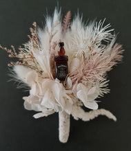 Load image into Gallery viewer, Unique Jack Daniels whiskey Boho preserved flowers buttonhole – Wedding, school formal
