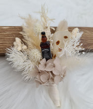 Load image into Gallery viewer, Fancy Jack Daniels whiskey Boho preserved flowers buttonhole – Wedding, School formal
