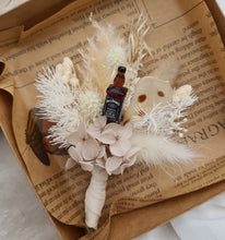Load image into Gallery viewer, Fancy Jack Daniels whiskey Boho preserved flowers buttonhole – Wedding, School formal

