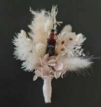 Load image into Gallery viewer, Fancy Jack Daniels whiskey Boho preserved flowers buttonhole – Wedding, School formal
