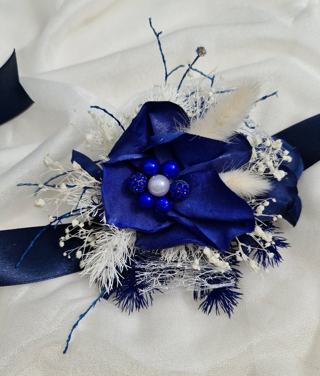 Dark Blue Glitter Corsage AB1166 - School formal, prom, graduation, wedding