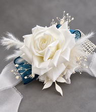Load image into Gallery viewer, Off White / Blue Everlasting Flowers Corsage AB1170 - School formal, prom, graduation, wedding
