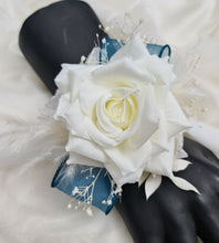 Load image into Gallery viewer, Off White / Blue Everlasting Flowers Corsage AB1170 - School formal, prom, graduation, wedding
