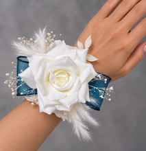 Load image into Gallery viewer, Off White / Blue Everlasting Flowers Corsage AB1170 - School formal, prom, graduation, wedding
