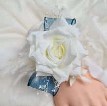 Load image into Gallery viewer, Off White / Blue Everlasting Flowers Corsage AB1170 - School formal, prom, graduation, wedding
