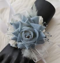 Load image into Gallery viewer, Blue &amp; white corsage &amp; buttonhole set AB1172 - School formal, prom, graduation, wedding
