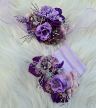Load image into Gallery viewer, Purple violet corsage &amp; pocket flowers set AB1173 - School formal, prom, graduation, wedding
