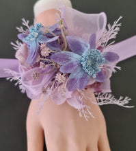 Load image into Gallery viewer, Blue violet everlasting flowers corsage AB1174 - School formal, prom, graduation, wedding
