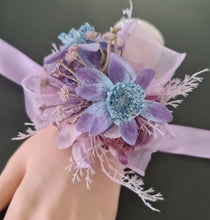 Load image into Gallery viewer, Blue violet everlasting flowers corsage AB1174 - School formal, prom, graduation, wedding
