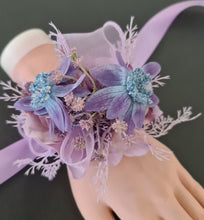 Load image into Gallery viewer, Blue violet everlasting flowers corsage AB1174 - School formal, prom, graduation, wedding
