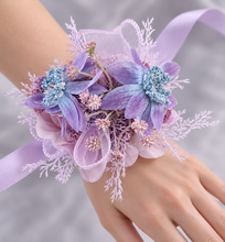 Load image into Gallery viewer, Blue violet everlasting flowers corsage AB1174 - School formal, prom, graduation, wedding
