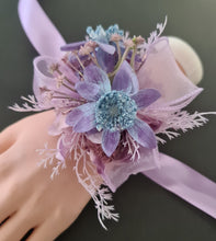 Load image into Gallery viewer, Blue violet everlasting flowers corsage AB1174 - School formal, prom, graduation, wedding

