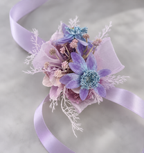 Load image into Gallery viewer, Blue violet everlasting flowers corsage AB1174 - School formal, prom, graduation, wedding
