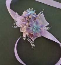 Load image into Gallery viewer, Blue violet everlasting flowers corsage AB1174 - School formal, prom, graduation, wedding
