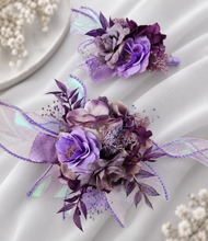 Load image into Gallery viewer, Purple violet corsage &amp; buttonhole set AB1175 - School formal, prom, graduation, wedding
