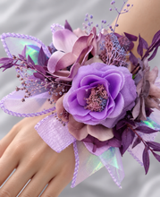Load image into Gallery viewer, Purple violet corsage &amp; buttonhole set AB1175 - School formal, prom, graduation, wedding
