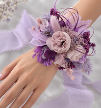 Load image into Gallery viewer, Purple violet peony corsage &amp; buttonhole set AB1176 - School formal, prom, graduation, wedding
