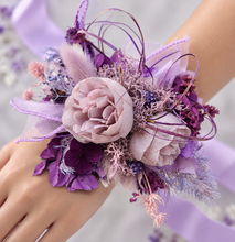 Load image into Gallery viewer, Purple violet peony corsage &amp; buttonhole set AB1176 - School formal, prom, graduation, wedding
