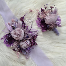 Load image into Gallery viewer, Purple violet peony corsage &amp; buttonhole set AB1176 - School formal, prom, graduation, wedding
