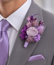 Load image into Gallery viewer, Purple violet peony corsage &amp; buttonhole set AB1176 - School formal, prom, graduation, wedding
