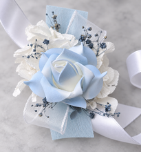 Load image into Gallery viewer, Baby blue &amp; white corsage &amp; buttonhole set AB1177 - School formal, prom, graduation, wedding
