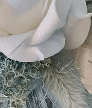 Load image into Gallery viewer, White &amp; baby blue corsage &amp; buttonhole set AB1178 - School formal, prom, graduation, wedding
