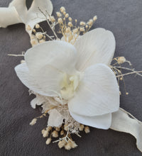 Load image into Gallery viewer, Real touch white orchid corsage &amp; buttonhole set AB1179 - School formal, prom, graduation, wedding
