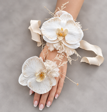 Load image into Gallery viewer, Real touch nude orchid corsage &amp; buttonhole set AB1180 - School formal, prom, graduation, wedding
