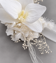 Load image into Gallery viewer, Real touch white orchid corsage &amp; buttonhole set AB1181 - School formal, prom, graduation, wedding
