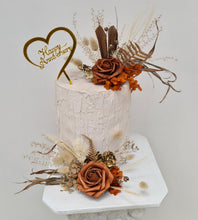 Load image into Gallery viewer, Rustic copper gold orange double cake topper
