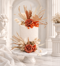 Load image into Gallery viewer, Rustic copper gold orange double cake topper

