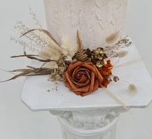 Load image into Gallery viewer, Rustic copper gold orange double cake topper
