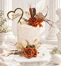 Load image into Gallery viewer, Rustic copper gold orange double cake topper
