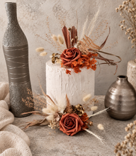 Load image into Gallery viewer, Rustic copper gold orange double cake topper
