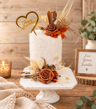 Load image into Gallery viewer, Rustic copper gold orange double cake topper
