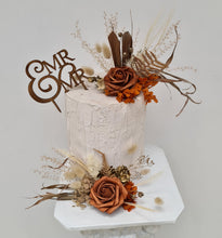 Load image into Gallery viewer, Rustic copper gold orange double cake topper
