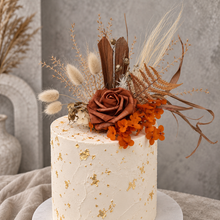 Load image into Gallery viewer, Rustic copper gold orange double cake topper
