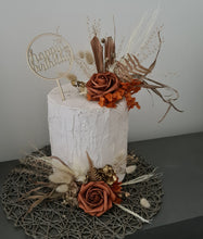 Load image into Gallery viewer, Rustic copper gold orange double cake topper
