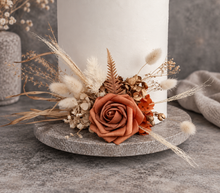 Load image into Gallery viewer, Rustic copper gold orange double cake topper
