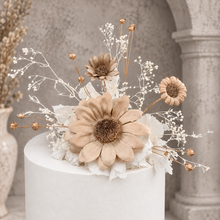Load image into Gallery viewer, Champagne gold, white, neutral Double cake topper
