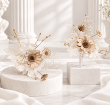 Load image into Gallery viewer, Champagne gold, white, neutral Double cake topper
