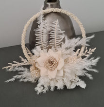 Load image into Gallery viewer, Handcrafted Neutral &amp; white preserved flowers boho hoop / cake topper – 6inch
